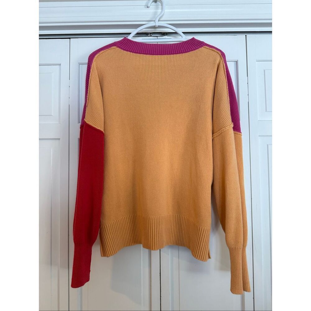 Amazon Colorblock Crewneck Sweater in Hot Pink, Red, Peach - Picture 3 of 6